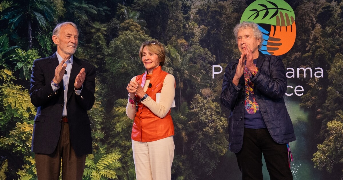 Co-founders of Pachamama Alliance, Bill Twist (left), Lynne Twist (middle) and John Perkins (right), talk about the organization's origins.