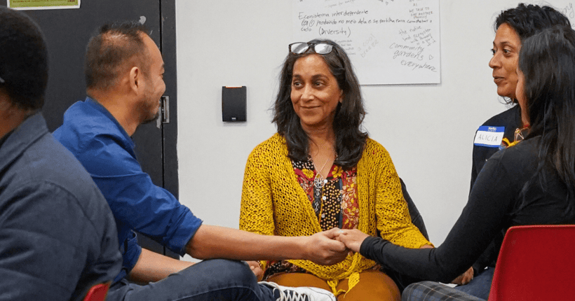 Participants holding supportive space for one another 
