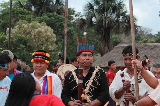 Jose Sarayaku Jose Gualinga and other men at the Sarayaku community celebration