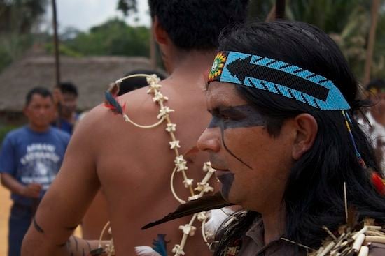 Marlon Santi in Sarayaku Ex-president of CONAIE Marlon Santi at the Sarayaku community celebration