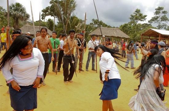 Sarayaku women dancing Traditional dance performed by women of the Sarayaku community in Ecuador