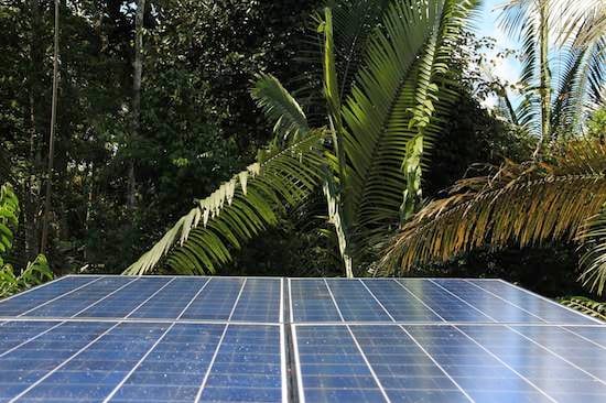 Solar panels installed at Tiinkias Ecolodge in Ecuador's Amazon rainforest
