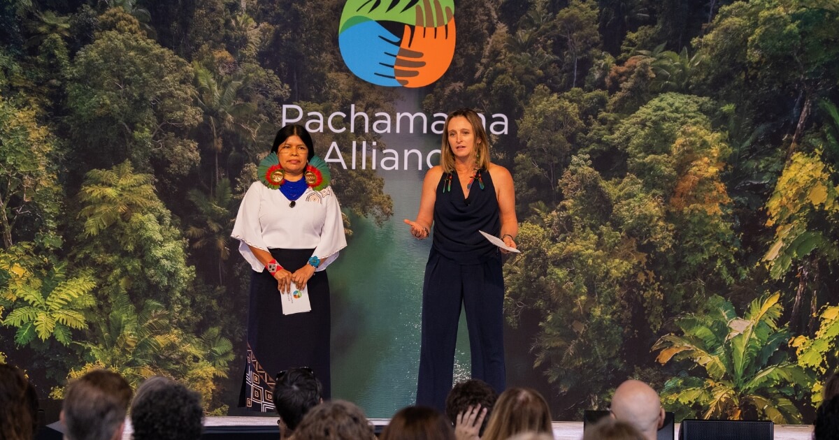  Patricia Gualinga (left), Indigenous Leader, Kichwa People, Sarayaku, and Natalia Greene (right), Global Director of Global Alliance for the Rights of Nature, share&nbsp;