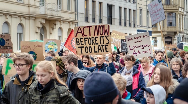 people with signs at Fridays for Future protest